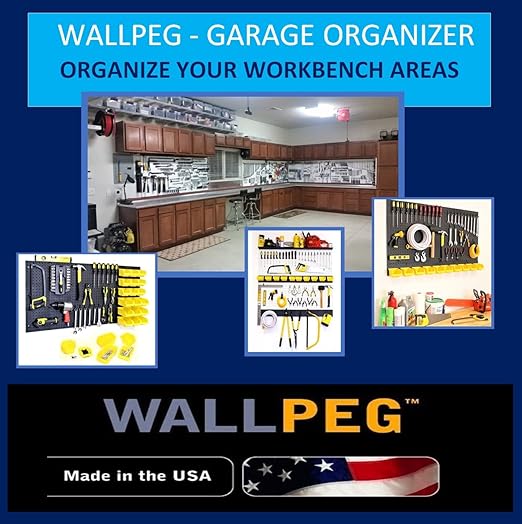 WallPeg Pegboard Panels Garage Organization - 12 ea (24"x16") Black Peg Board Panel Set - (PB-1-B) Tool Organizer, Crafts, Sh