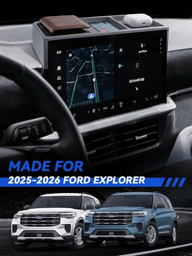 for Explorer Dashboard Center Console Organizer 2025 2026 Ford Explorer(Active/ST-Line/Platinum/ST) Accessories 13.2’’ Behind Screen Organizer Box Dash Tray