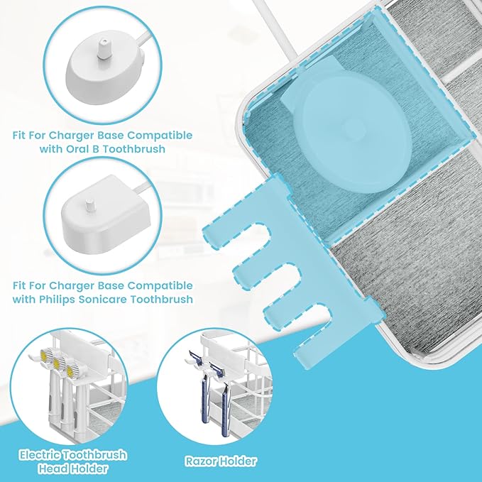 Toothbrush Holders Instant-Drying Organizer - Bathroom Countertop/Wall Mounted Electric Toothbrush Holder - Toothbrush Head T