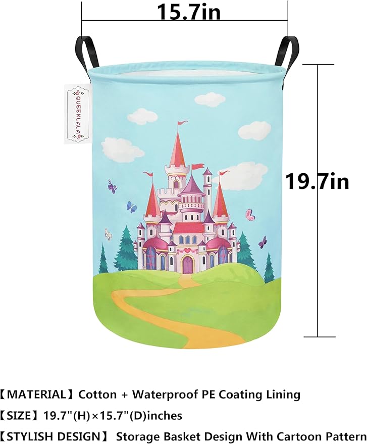 QUEENLALA Large Storage Basket,Laundry Hamper/Bathroom/Home Decor/Collapsible Round Storage Bin,Boys and Girls Hamper/Boxes/C