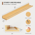 Picture Ledge Shelf, Solid Pine Wood Floating Shelves Set of 2, 24 Inches Nursery Book Shelves for Toys Storage, Kids Bookshe