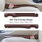 Car Seat Gap Filler 2 Pack Soft Foam Multifunctional Seat Side Gap Filler with Organizer & Hook Function, 3in1 Gap Stopper Universal Fit Car SUV Truck Fill The Gap Between Seat & Console (Deep Brown)