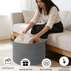 90L Extra Large Blanket Basket,Rope Woven Storage Basket with Handles, Laundry Hamper for Toys, Clothes, Pillows & Towels, Pe