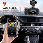 3 Channel Dash Cam Front and Rear Inside, 2.5K Dash Cam, APP Control, Night Vision, 3" IPS Screen, Built-in Wi-Fi, G-Sensor, 