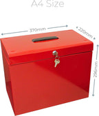 Cathedral Products A4 Steel File Box with Starter Pack of 5 Suspension Files - Red