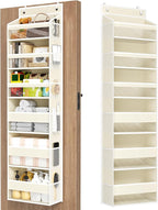 Mefirt Over The Door Organizer, 6 Shelf Door Hanging Organizers with 6 Large Capacity Pockets, Behind Door Storage Hanging Sh