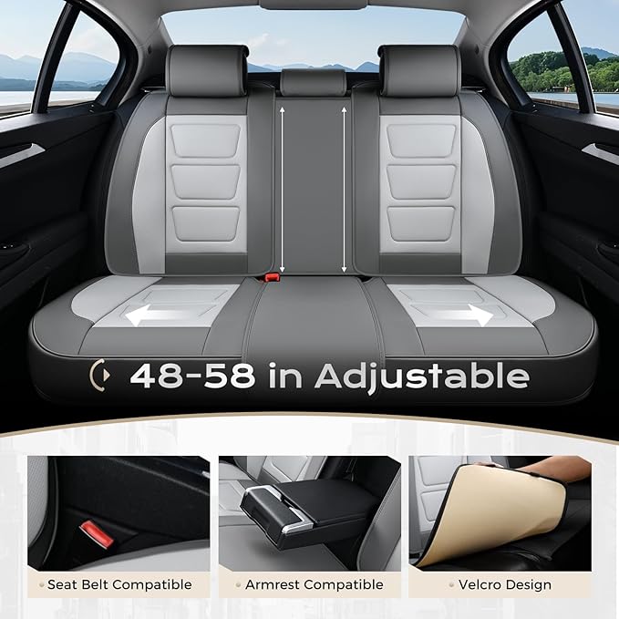 Coverado Car Seat Covers Full Set, Seat Covers for Cars, Front Seat Covers and Back Seat Cover Waterproof Leather Automotive 