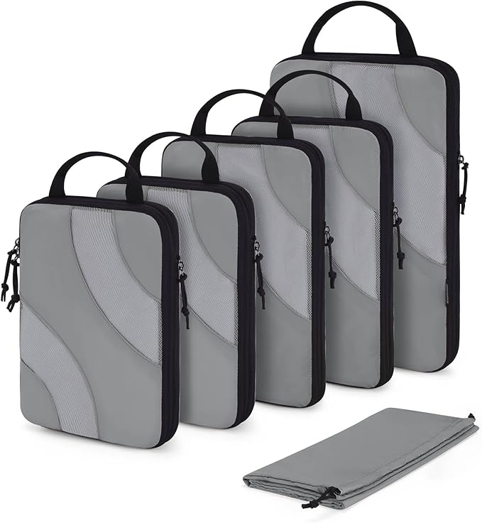 BAGSMART Compression Packing Cubes, 6 Set/4 Set/2 Set Travel Packing Cubes for Carry on Suitcases, Compression Suitcase Organ