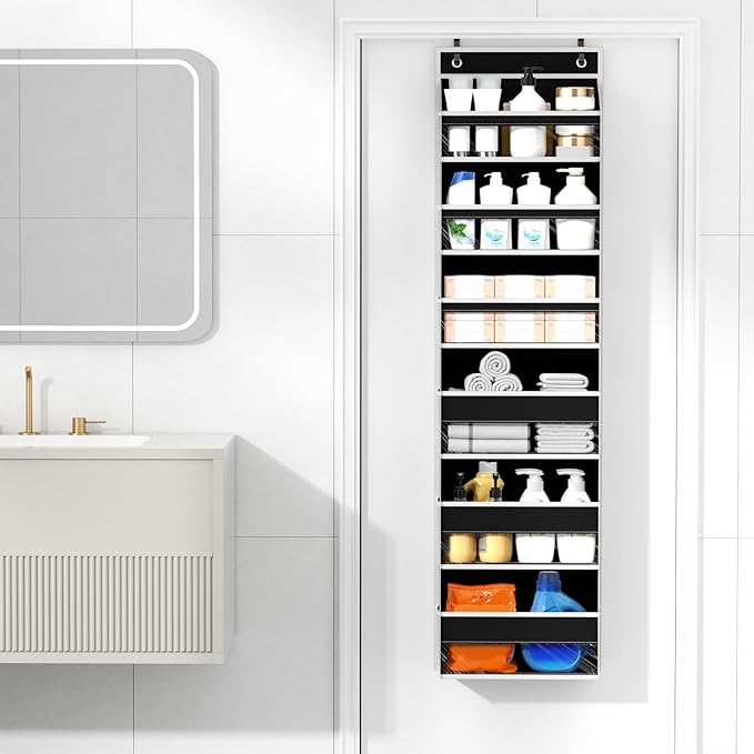 Mefirt Over The Door Organizer, 6 Shelf Door Hanging Organizers with 6 Large Capacity Pockets, Behind Door Storage Hanging Sh