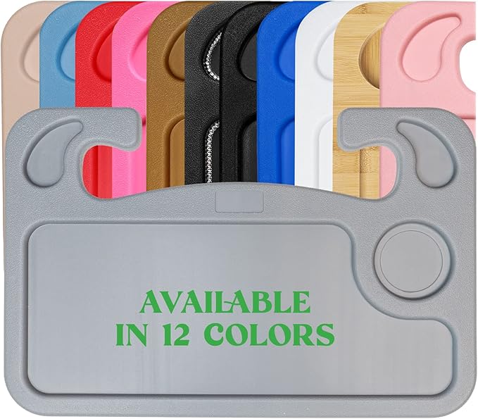 lebogner Steering Wheel Tray, Car Tray for Eating, Hook On Steering Wheel Desk for Food, Laptop and Car Accessories, Car Road Trip Must Haves Gadgets Car Table (Grey)