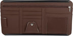 X AUTOHAUX PU Leather Car Sun Visor Organizer Glasses Holder Auto Accessories Pocket Organizer with Panel Back Brown