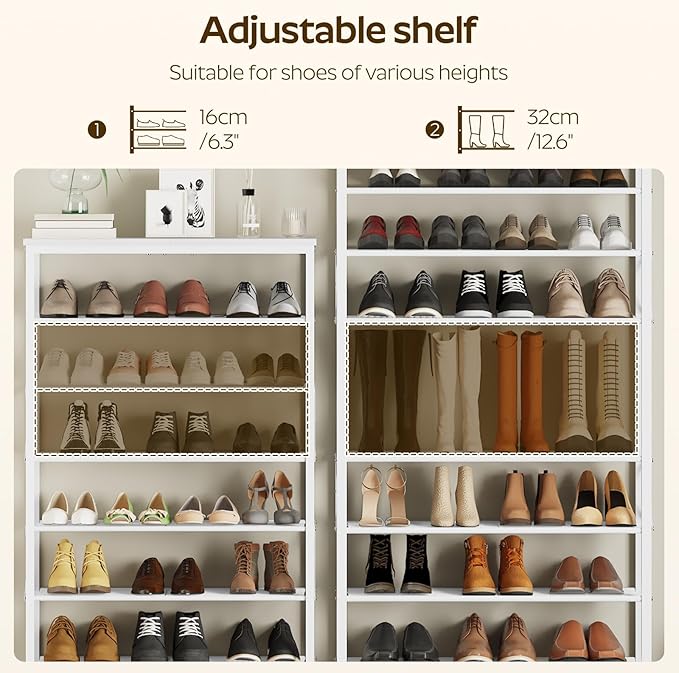 YATINEY 8 Tier Shoe Rack, Shoe Storage Organizer, Large Capacity Shoe Shelf Holds 32 Pairs of Shoes, Sturdy and Stable, for E