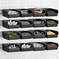 Foraineam 16 Pack Pegboard Bins with Metal Hooks, Black Garage Workbench Bins Cups Peg Board Accessories Kit, Pegboard Tools 