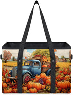 Reusable Grocery Bags Heavy Duty Shopping Bags Foldable Large Tote Bags with Long Handles & Hard Bottom