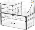 SUOXING Clear Acrylic Makeup Organizer for Vanity,Bathroom,Dresser,5 Drawer Make up Organizers for Counter,Plastic Countertop