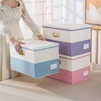 PRANDOM Collapsible Storage Bin with Lid [3-Pack] Fabric Foldable Storage Box Organizer Container Basket Cube with Cover for 