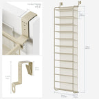 Whitmor 36 Pair Over The Door Shoe Organizer, 12 Tier Hanging Shoe Organizer, Heavy Duty Metal & Mesh Shoe Holder, Hanging Sh