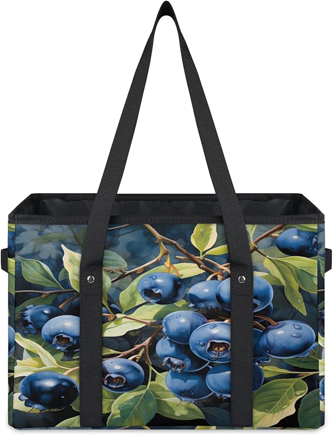 Reusable Grocery Bags Heavy Duty Shopping Bags Foldable Large Tote Bags with Long Handles & Hard Bottom