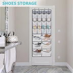 2 Packs Over the Door Shoe Organizer, 36 Large Mesh Pockets Hanging Shoe Boots Rack Holder, Closet Hanging Organizers for Sto