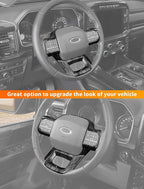 Savadicar Black Wood Grain Interior Accessories - Steering Wheel Trim Cover for Ford F150 (2021-present) - Premium Texture Interior Decor Upgrade Option, 1 PC