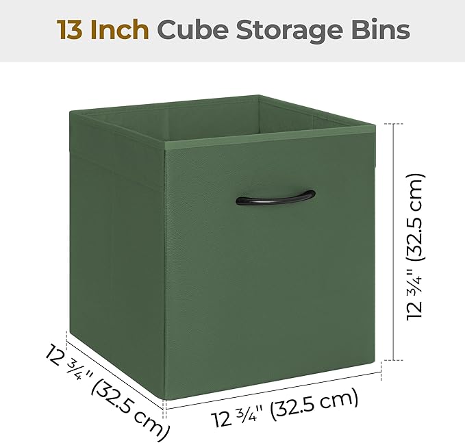 StorageWorks Green Storage Cubes, 13x13 Storage Cube Bins with Handle, Cube Storage Organizer Bins for Shelves and Closet, Co