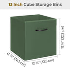 StorageWorks Green Storage Cubes, 13x13 Storage Cube Bins with Handle, Cube Storage Organizer Bins for Shelves and Closet, Co