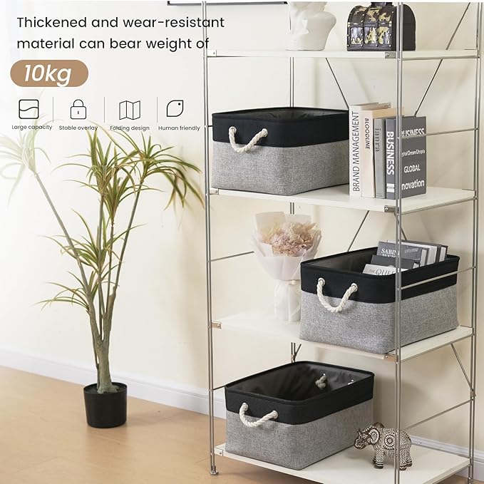 Large Storage Baskets- 15.7x11.8x8.26 inch Storage Bins for Shelves and Closet Organizing, Foldable Fabric Bin for Home Organ