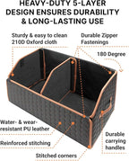 Owleys Rear Cargo Organizer For SUV | Set Of 17.7" & 21.6" Eco-Leather Crates | Foldable Car Storage With Magnetic Lids |