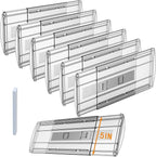6 Pack Adjustable Drawer Dividers for Clothes,5" High Expandable From 13-21" Clear Drawer Organizers, PC Plastic Separators f