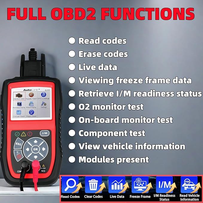 Autel AutoLink AL439 OBD2 Scanner, 2024 OBD2/EOBD Code Reader & Electrical Testing Diagnostic Scan Tool, I/M Readiness, Reads
