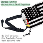 Retro American Flag Car Trash Bag,Hanging Drawstring Car Garbage Bag,Waterproof Canvas Car Back Seat Organizer with Adjustable Buckle,for Vehicles,SUVs,Camping,Road Trips
