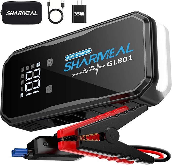 Sharmeal 21-in-1 8000A Jump Starter, 20000mAh Car Booster Pack with PD 35W Super Fast Charging, 12V Jump Starter Battery