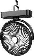 10000mAh Battery Operated Camping Fan with LED Light-7 inch USB Fan with Hanging Hook for Tent Car RV Hurricane Emergency Out