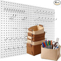 Spampur Peg Board, 4 Pack Metal PegBoard Organizer with Accessories, White Pegboard Panels with 50 Pcs Hooks and Baskets, Wal