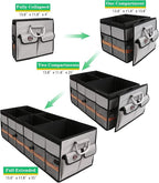 Big Car Trunk Organizer, Cargo Organizer SUV Trunk Storage Non Slip Bottom Waterproof Collapsible Durable Multi Compartments-(