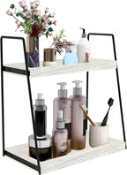 Dorhors 2 Tier Bathroom Counter Organizer Storage,Vanity Organizer for Bathroom Counter,Wood Standing Rack for Kitchen(Rustic