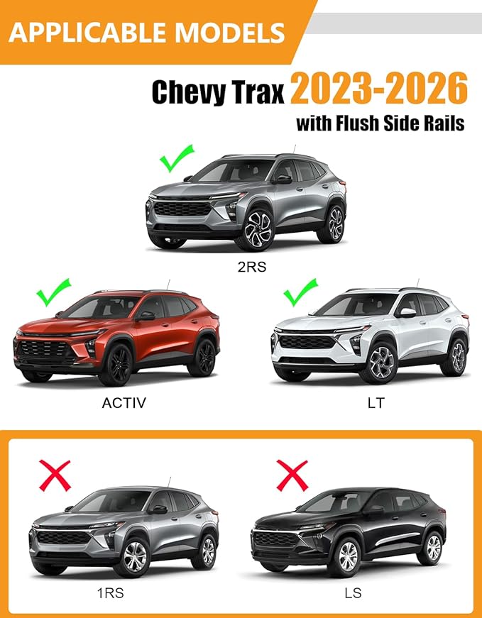KINGGERI 300lbs Cross Bars Roof Racks Compatible with Chevrolet Chevy Trax 2023-2026 2RS ACTIV LT, Heavy Duty Aluminum Roof Rails Crossbars Luggage Cargo Carrier Rooftop Car SUV Black Accessories
