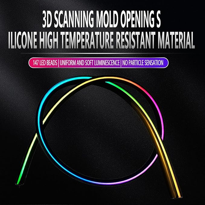 Acrylic Interior Car LED Strip Light with Motion-Activated Switch, 55.1" Neon Ambient Light, RGB Colors, APP/Touch Control, Music Sync