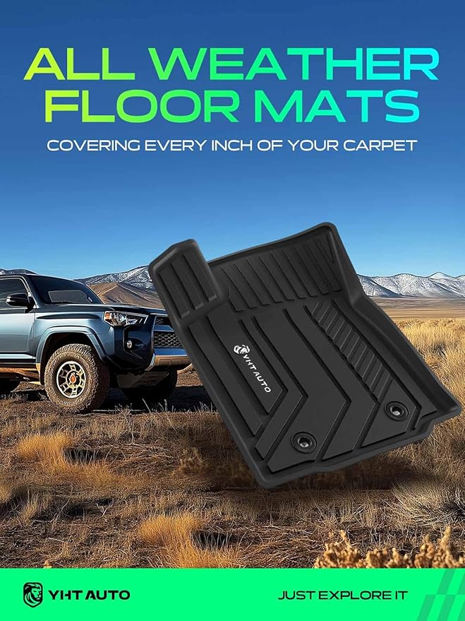 YHTAUTO Automotive Floor Mats Compatible with Toyota Tacoma 2016-2023, TPE All Weather Car Mats Waterproof Anti-Slip Odorless Floor Liner, Interior Car Accessories, 1st Row, Set of 2