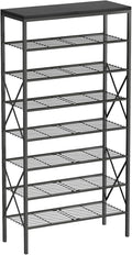 8 Tiers Shoe Rack, Large Capacity Shoe Rack Holds 32 Pairs of Shoes, Durable and Stable, Adjustable Metal Shelf Stackable Sho