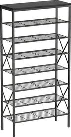 8 Tiers Shoe Rack, Large Capacity Shoe Rack Holds 32 Pairs of Shoes, Durable and Stable, Adjustable Metal Shelf Stackable Sho