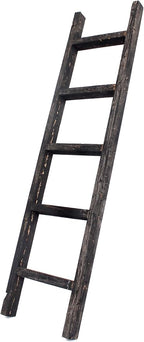 BARNWOODUSA Rustic Decorative Ladder - 100% Upcycled Wood (60" x 12" x 1.5", Smoky Black)