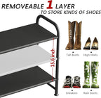 INGIORDAR Shoe Rack 3 Tier Long Storage Organizer Wide Metal Shoe Shelf for Closet Entryway Black