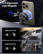 pop-tech for MagSafe CD Slot Car Phone Holder, [Built-in Steel Plate] Universal Magnetic CD Player Cell Phone Mount, Adjustable Magnet CD Cellphone Cradle Fit for iPhone All Smartphones