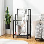 HOOBRO Free Standing Towel Rack, 3 Tier Blanket Rack, Blanket Holder for Bathroom, 16.9" L x 11" W x 31.9" H, Industrial Meta