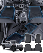 Sunsdrew Floor Mats for Jeep Gladiator 2020-2025 2026, All Weather TPE Rubber Floor Liners for Gladiator Accessories,1st&2nd Row Full Set Car Mats Raised Edge