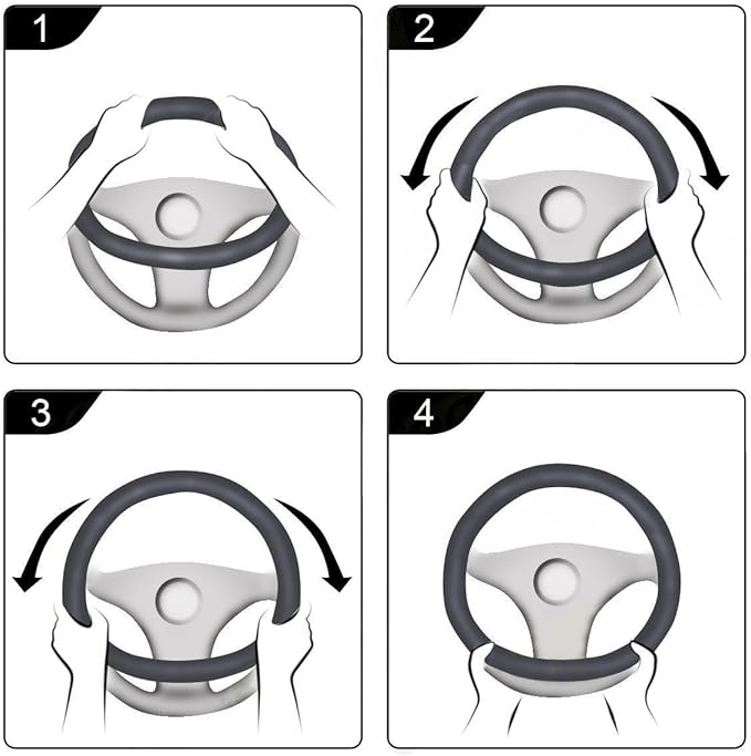 Car Steering Wheel Cover Universal 15 Inch Middle Size Auto Anti-Slip Leather Wheel Protector with Flower Grain Design Blue Style