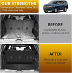 Powerty Floor Mats for 2021-2025 2026 Chevrolet Chevy Tahoe/GMC Yukon 7 Passenger Car Mats, All Weather TPE Custom Cargo Liner Seat Back Covers Protectors Full Set Car Accessories (Not for Yukon XL)