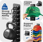 2 Pack Hat Hook Organizer for Baseball Caps, Hat Hanger Holder for 20 Caps, Wall Hat Rack with Strong Adhesive, Multilayer Ca