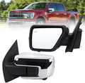 Left Driver Side Mirror Fits 2021-2026 Ford F150 With Power Folding Heated Blind Spot Turn Signal Puddle Light Temperature Sensors Mirror Memory Camera Chrome Replace#ML3Z17683FF5YGY(18+1Pins)